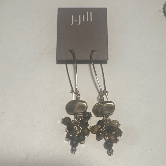 J. Jill Gold Tone Beaded Cluster Dangle Earrings NWT. (BJ111) - Picture 2 of 6